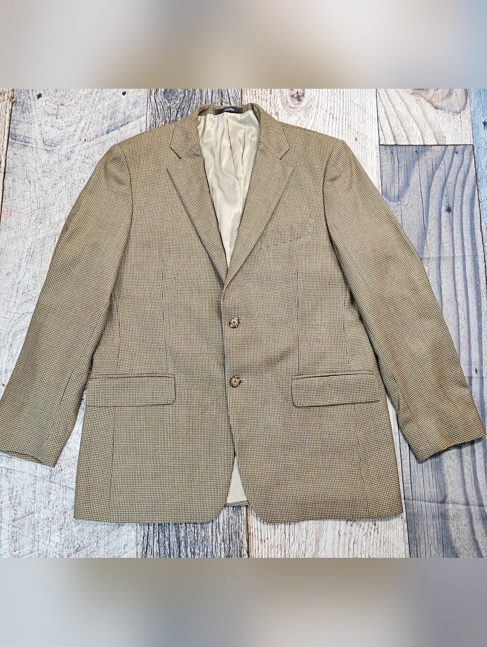 John W Nordstrom Blazer Sport Coat Men's 40R Wool & Silk Houndstooth Business